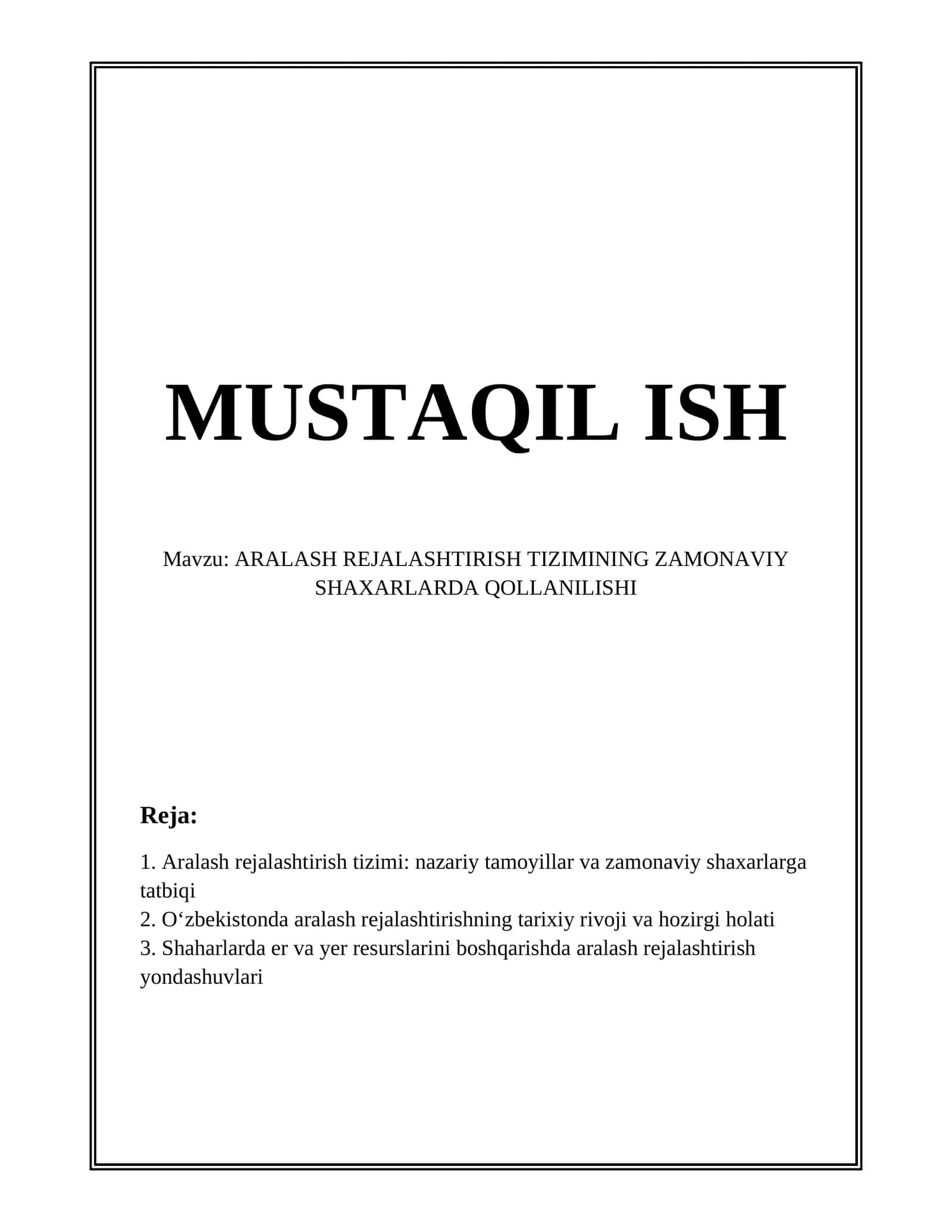 Aralash rejalashtirish tizimi 1