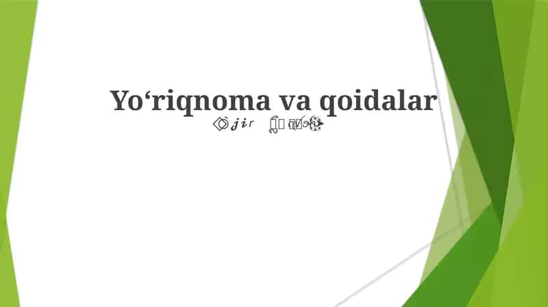 Yo‘riqnoma va qoidalar 1