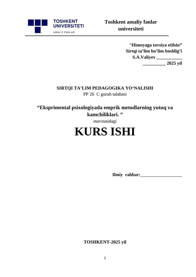 Eksprimental psixologiyada emprik metodlarning yutuq va kamchiliklari 1