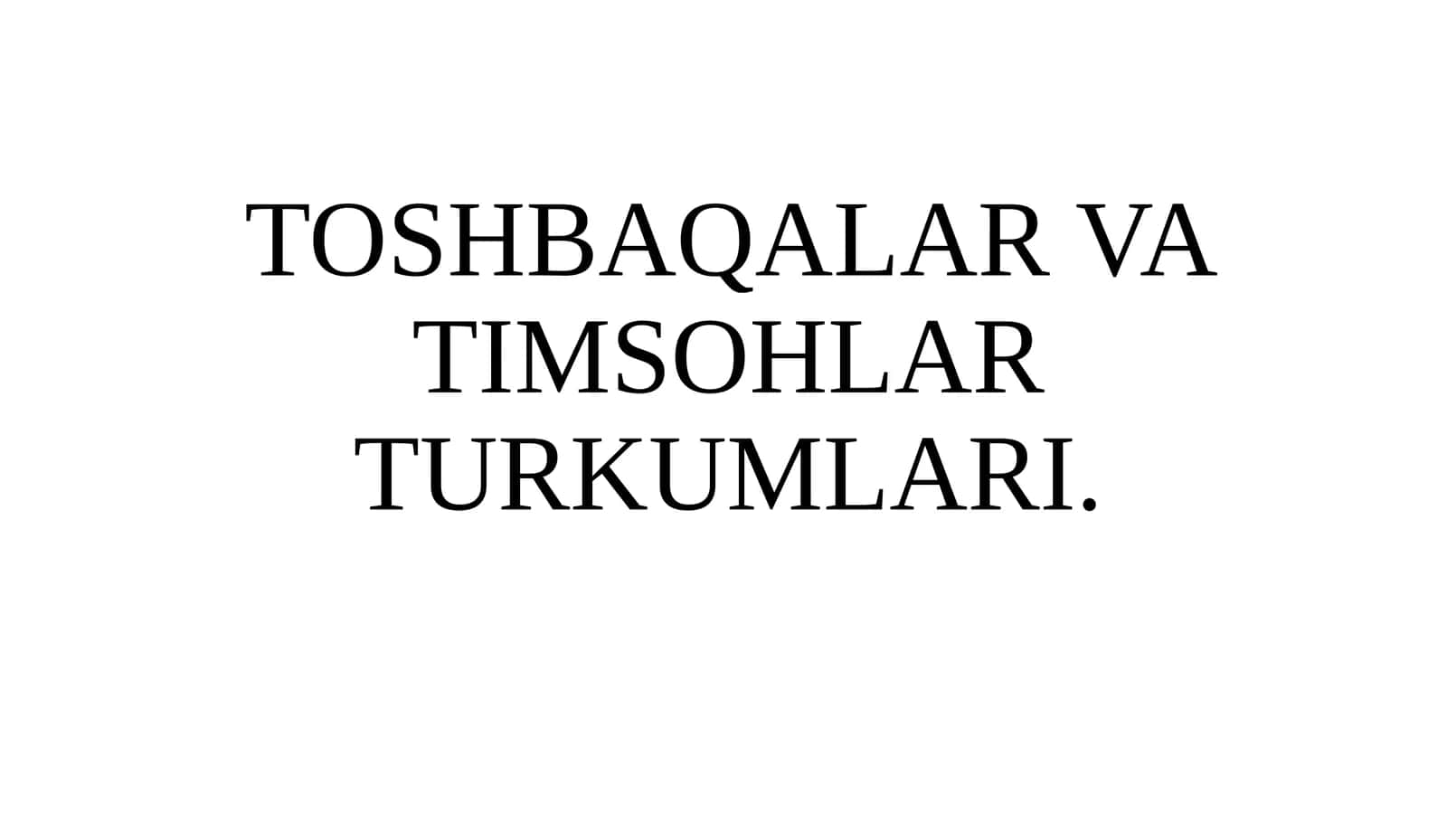 Toshbaqalar va Timsohlar Turkumlari 1