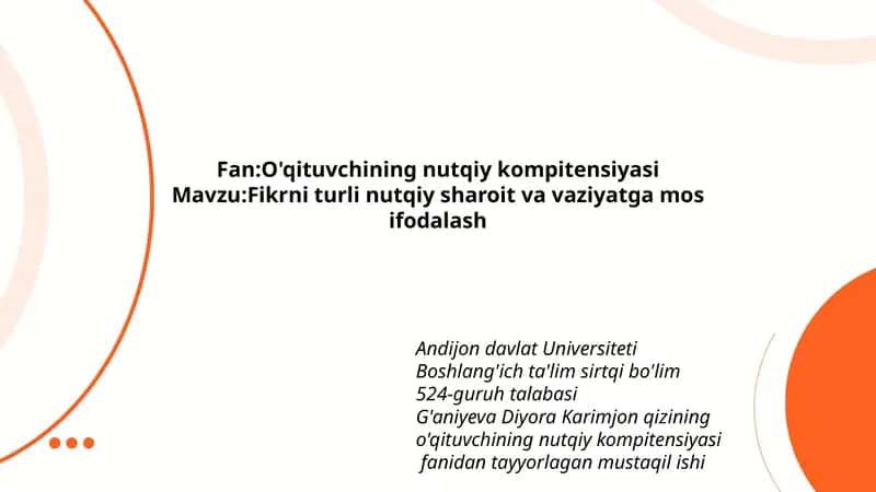 O'qituvchining nutqiy kompitensiyasi 1
