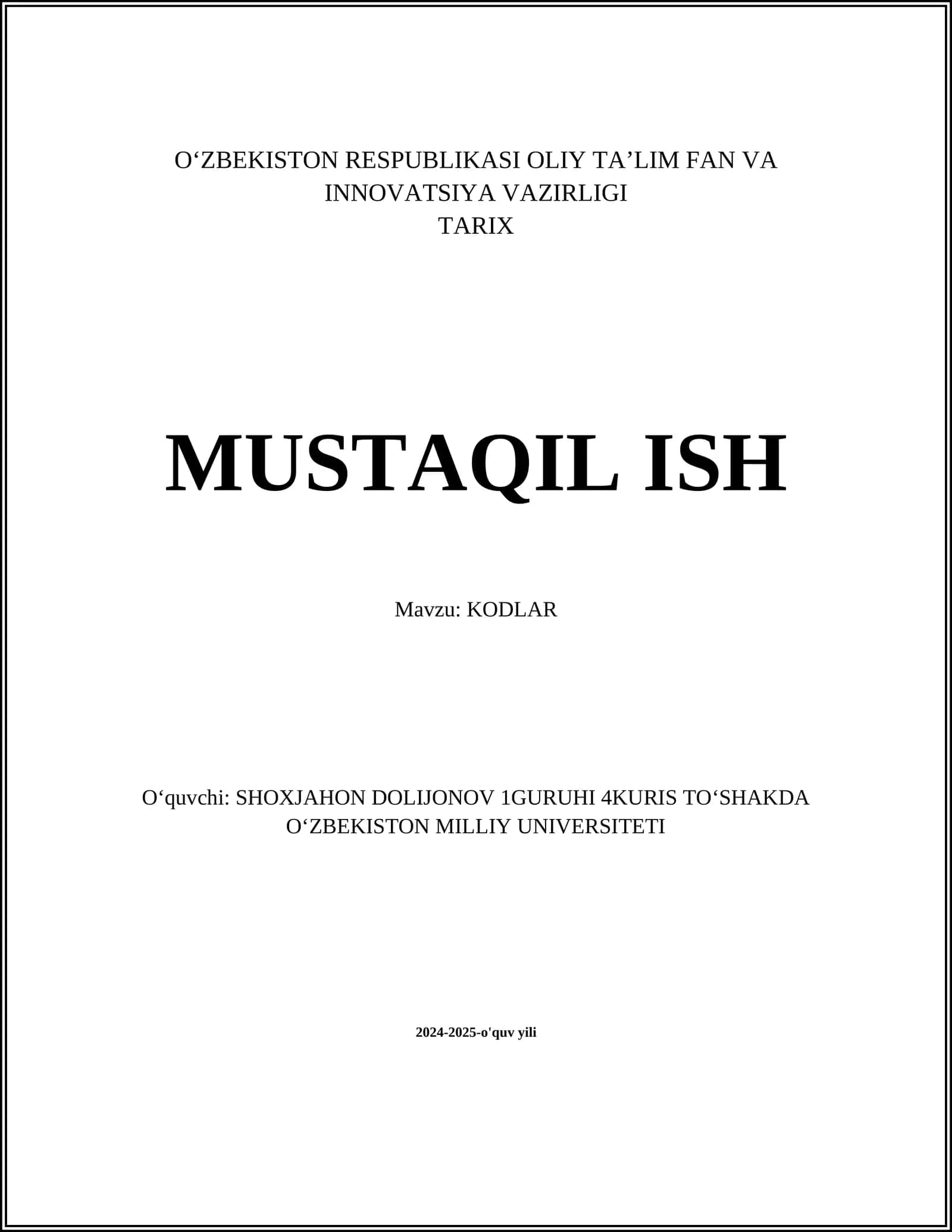 Kodlar tarixi 1
