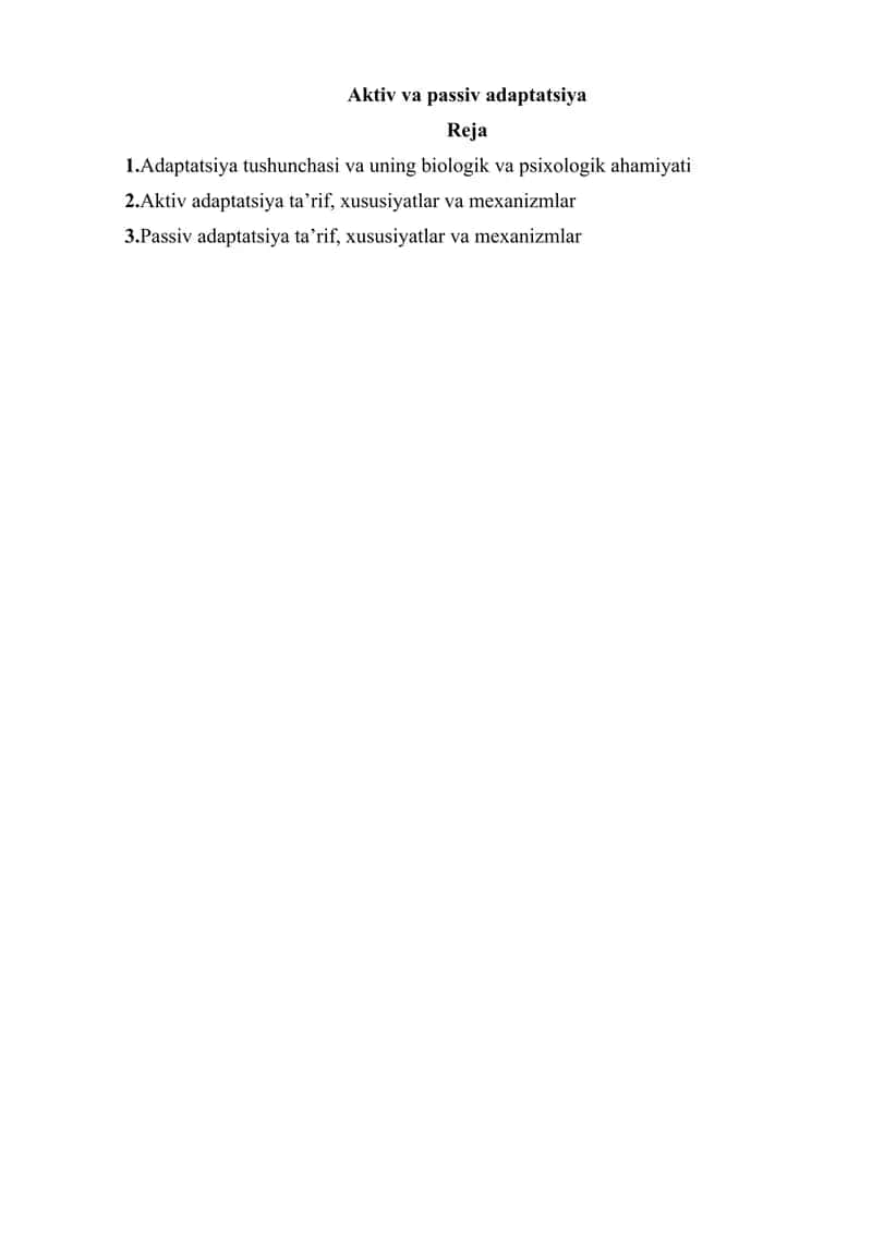 Aktiv va passiv adaptatsiya 1
