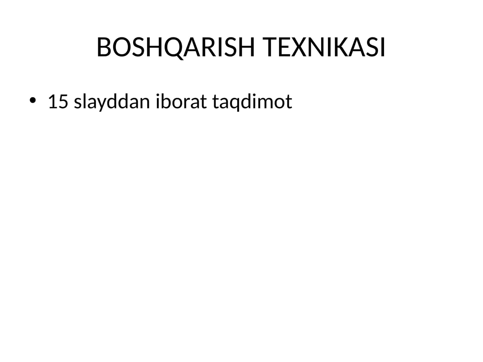 BOSHQARISH TEXNIKASI 1