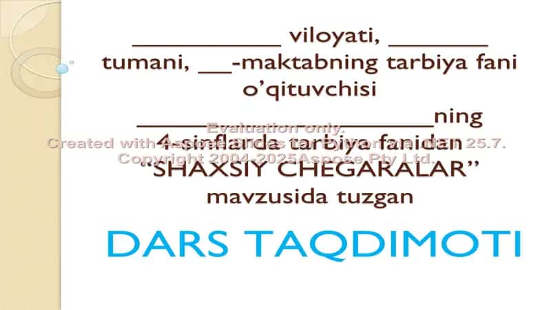 "Shaxsiy Chegaralar Dars Taqdimoti" 1