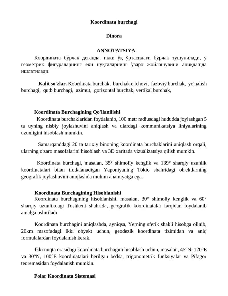 Koordinata burchagi 1
