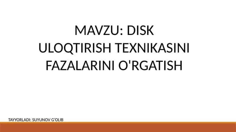 Disk Uloqtirish Texnikasini Fazalarini O'rgatish 1