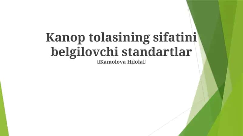 Kanop tolasining sifatini belgilovchi standartlar 1