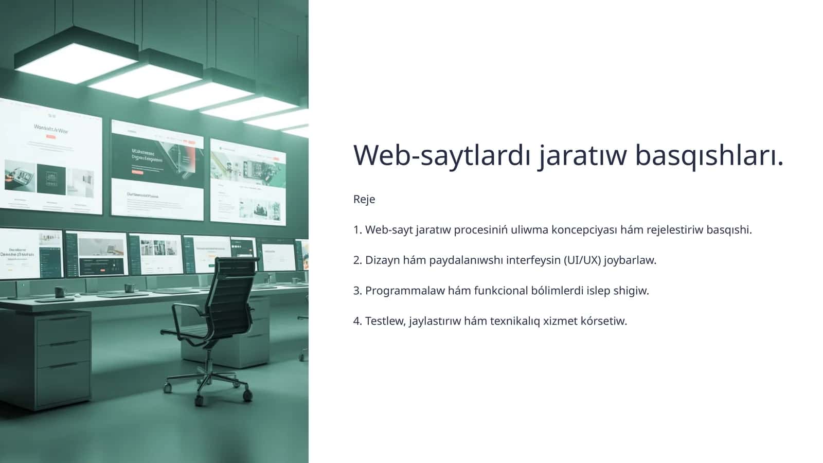 Web-saytlardı jaratıw basqıshları Reje 1