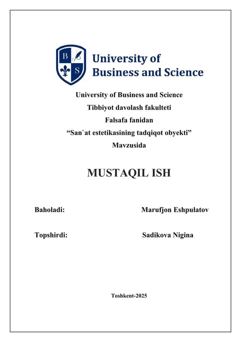 “San`at estetikasining tadqiqot obyekti” 1