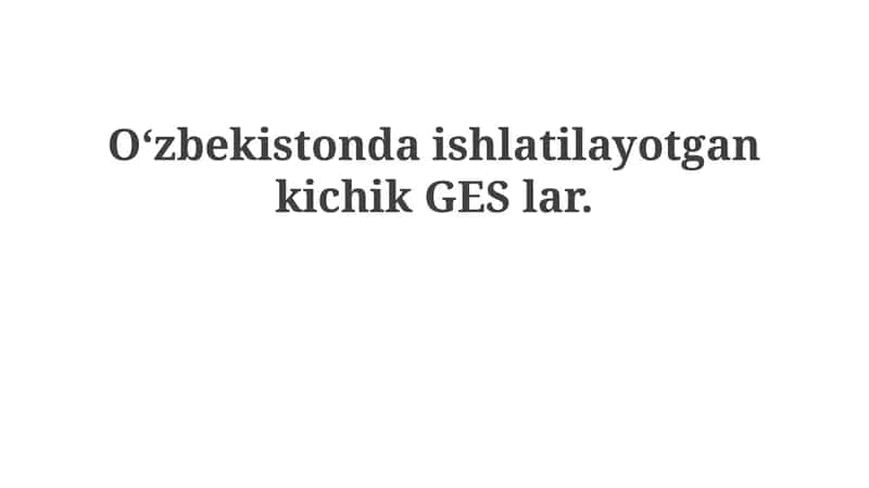 Kichik GESlar 1