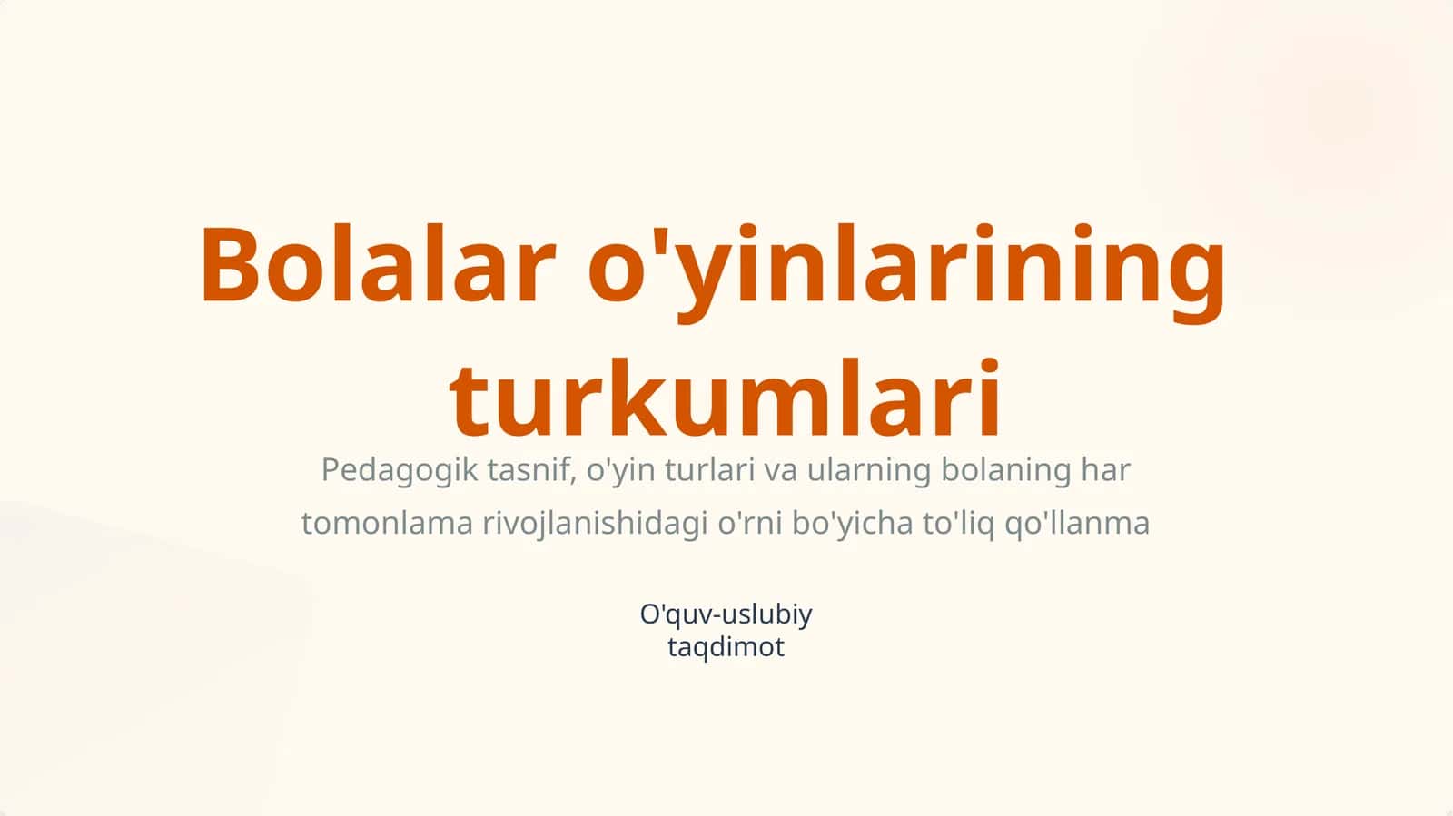 Bolalar o'yinlarining turkumlari 1