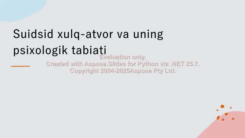 Suidsid xulq-atvor va uning psixologik tabiati 1