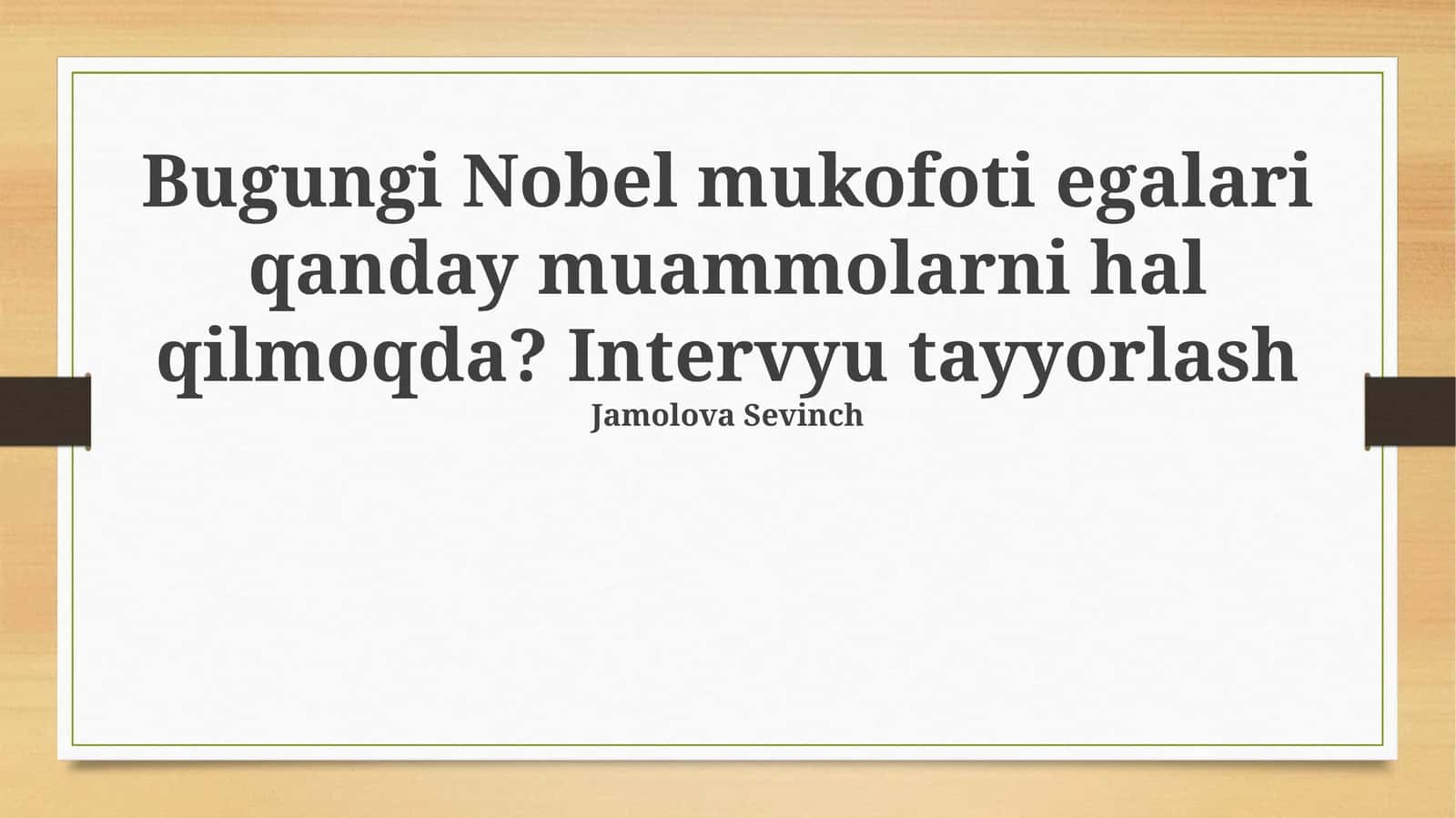 Bugungi Nobel mukofoti 1
