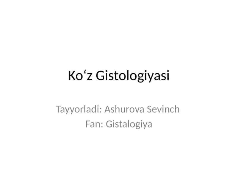 Ko‘z Gistologiyasi 1