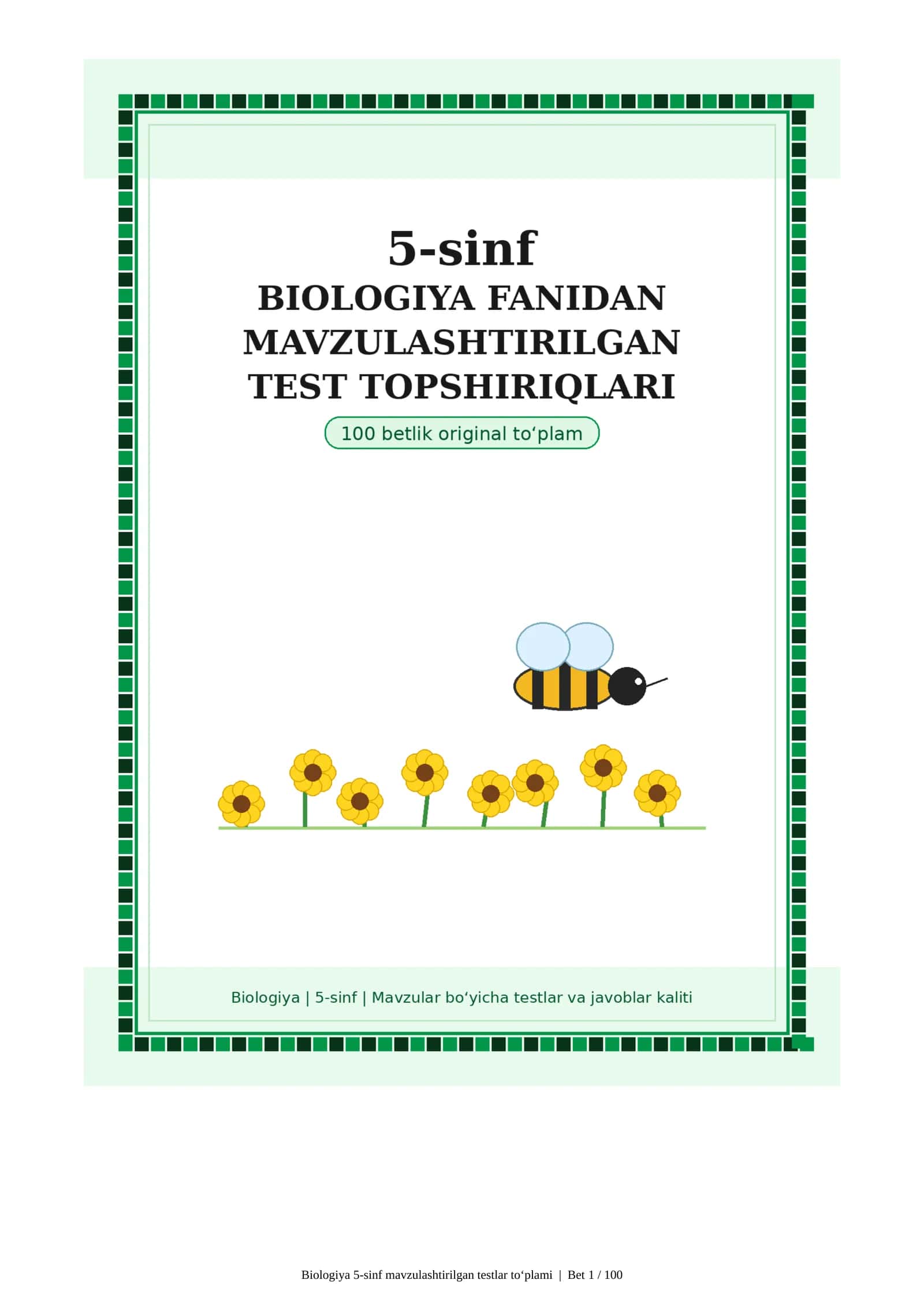 5-sinf biologiya fani bo‘yicha mavzulashtirilgan testlar 1