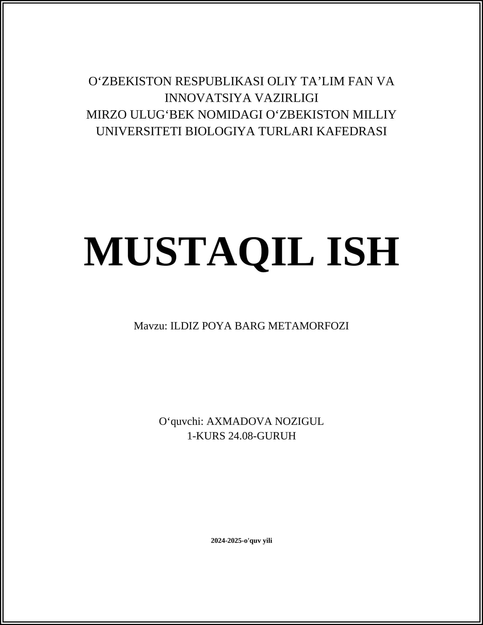 ILDIZ POYA BARG METAMORFOZI 1