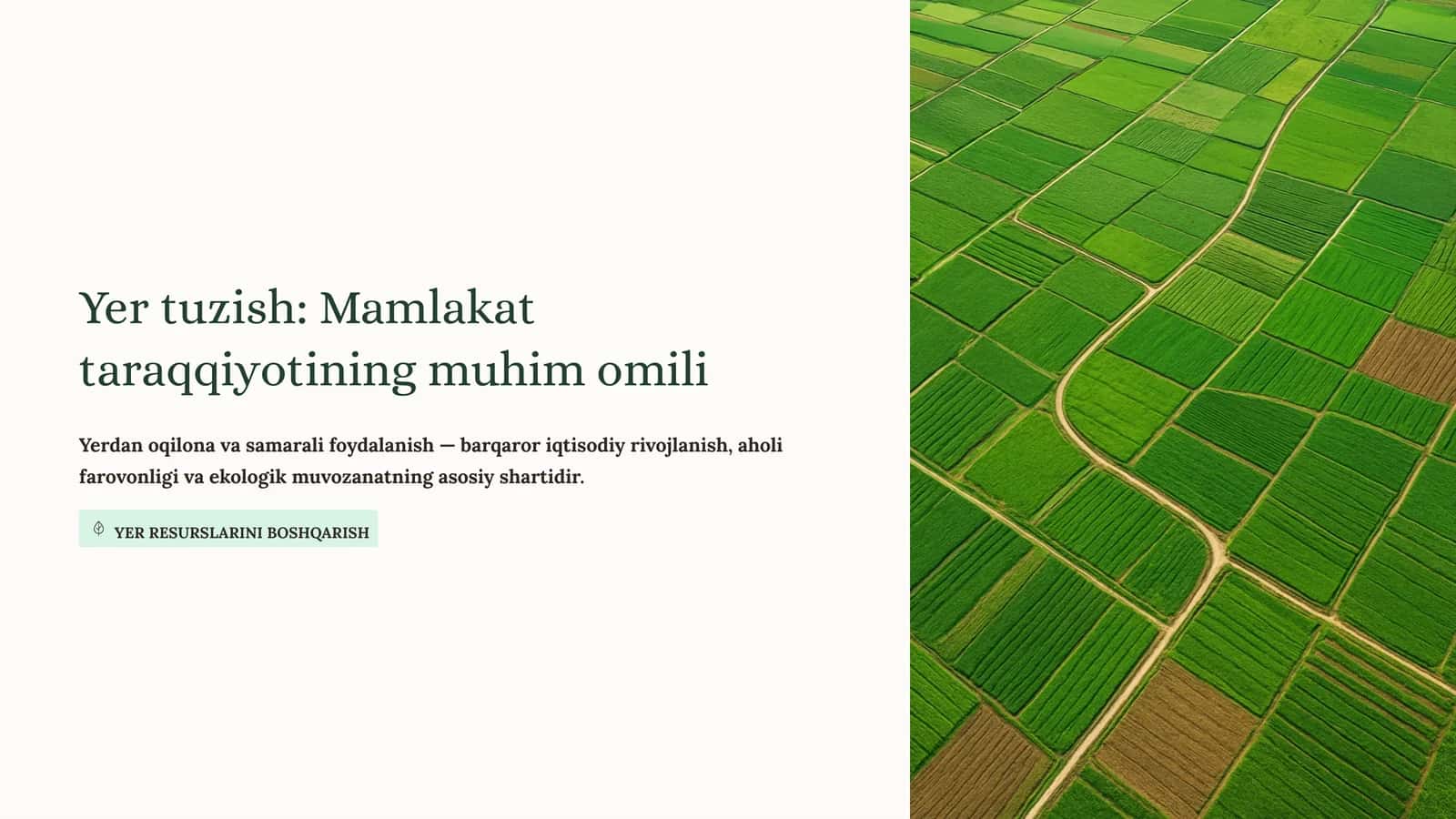 Yer tuzish: Mamlakat taraqqiyotining muhim omili 1