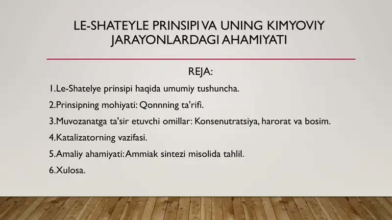 Le-Shateyle prinsipi va uning kimyoviy jarayonlardagi ahamiyati 1