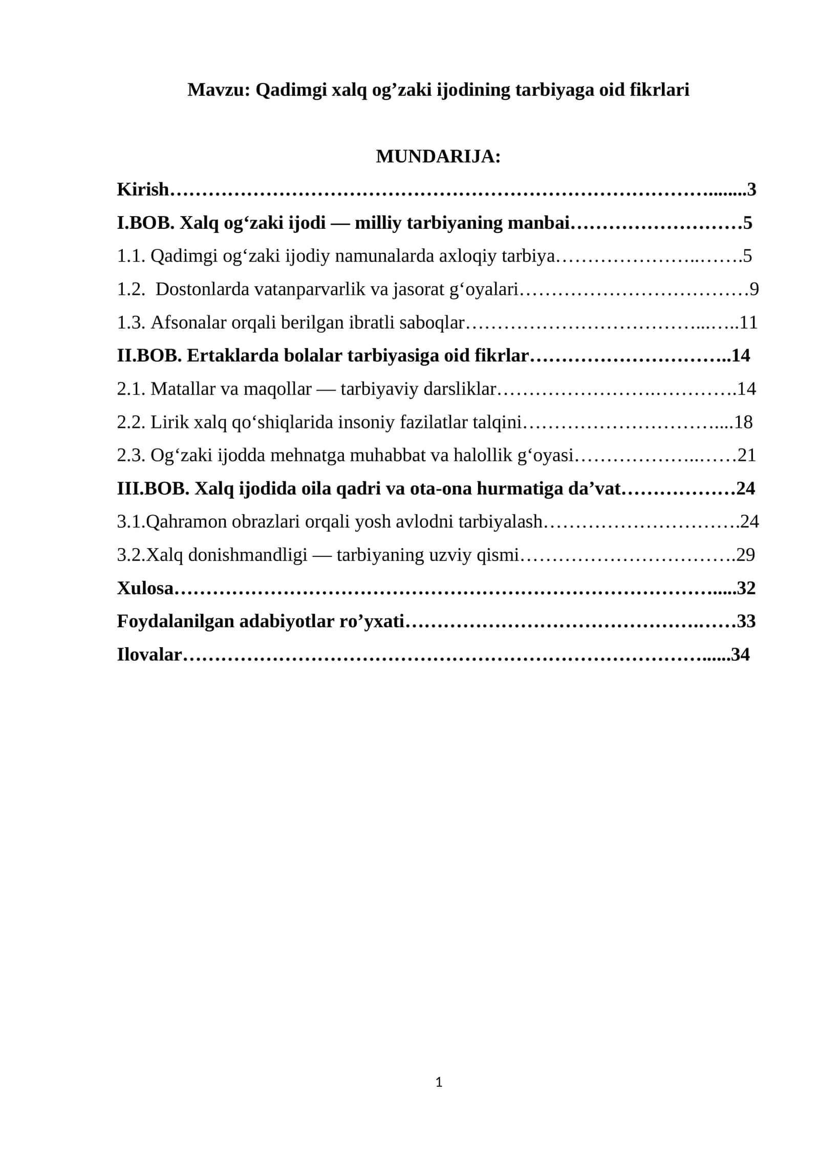 Qadimgi xalq og’zaki ijodining tarbiyaga oid fikrlari 1