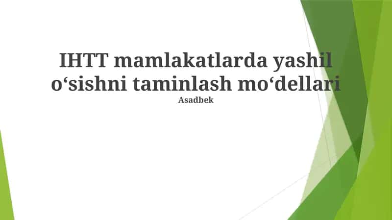 Yashil o'sish siyosati va tartibga solish mexanizmlari 1