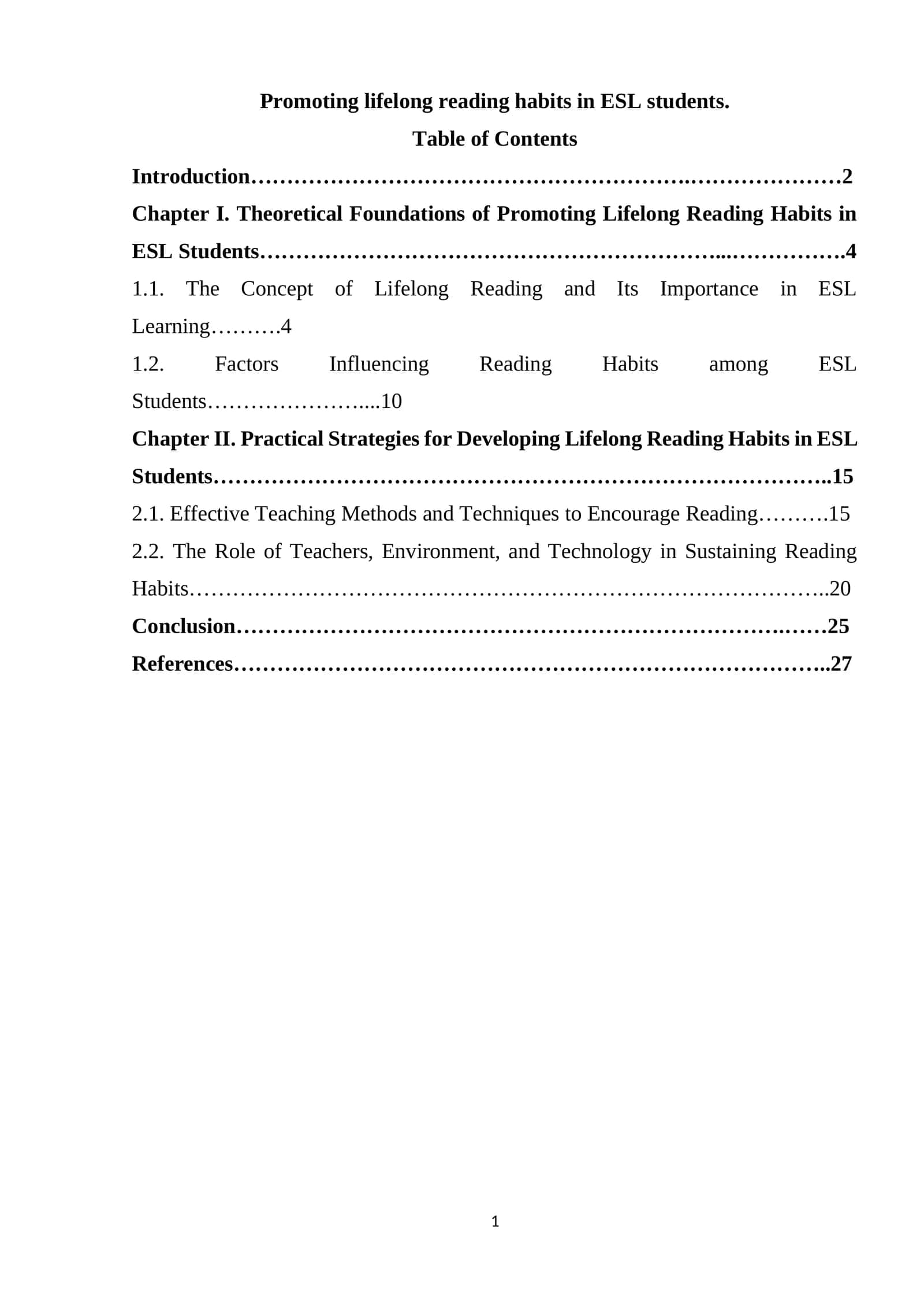 Promoting Lifelong Reading Habits in ESL Students 1