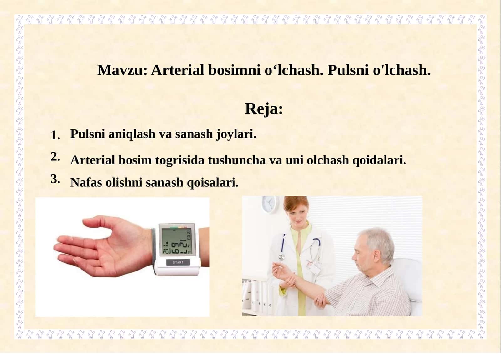 Arterial bosimni o‘lchash. Pulsni o'lchash 1