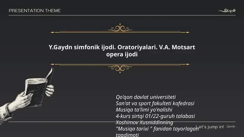 Y.Gaydn simfonik ijodi. Oratoriyalari. V.A. Motsart opera ijodi 1