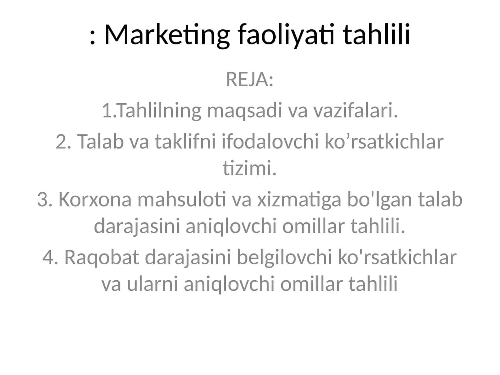 Marketing faoliyati tahlili 1