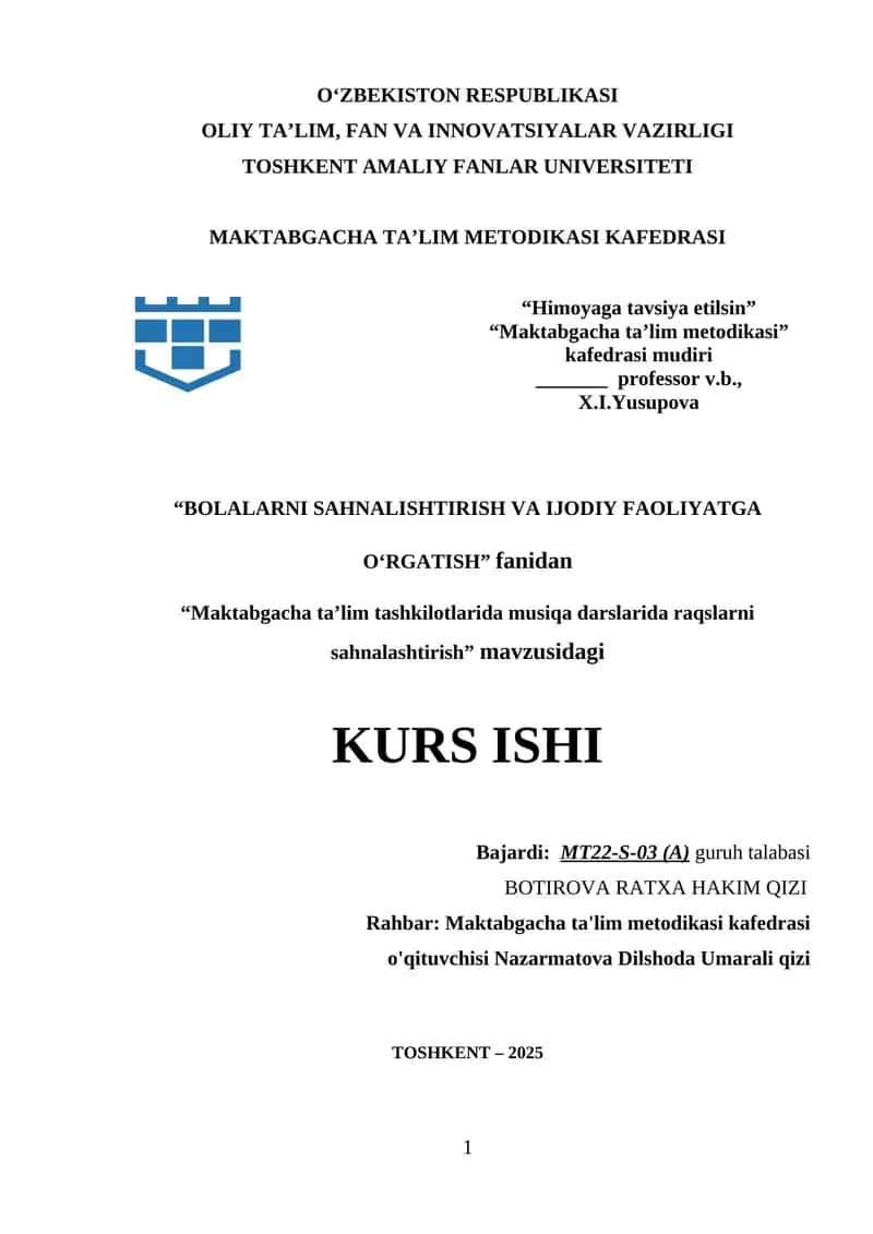 Maktabgacha ta’lim tashkilotlarida musiqa darslarida raqslarni sahnalashtirish 1