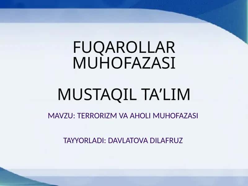 FUQAROLLARMUHOFAZASIMUSTAQILTAʼLIM 1