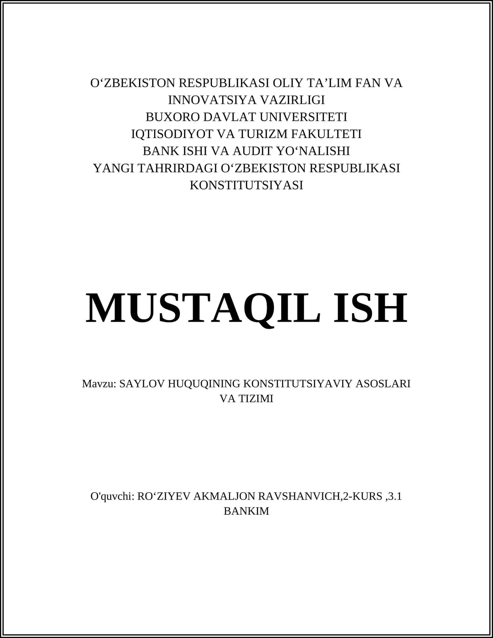 SAYLOV HUQUQINING KONSTITUTSIYAVIY ASOSLARI VA TIZIMI 1