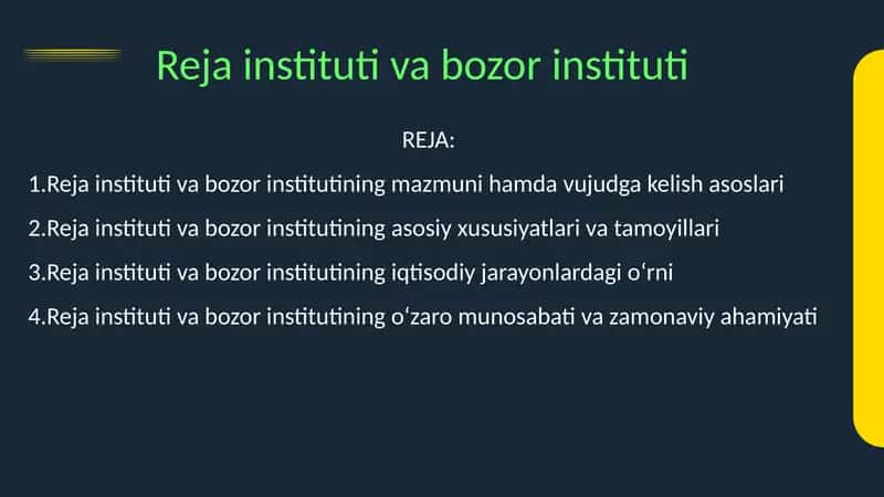 Reja instituti va bozor instituti 1