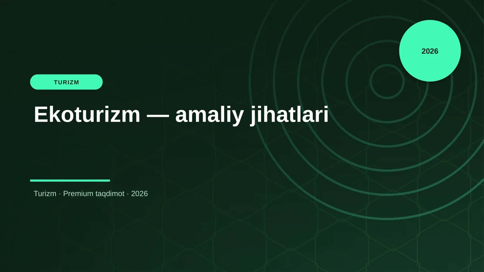Ekoturizm — amaliy jihatlari 1