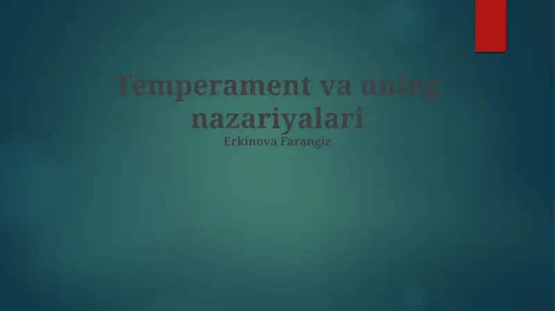 Temperament va uning nazariyalari 1