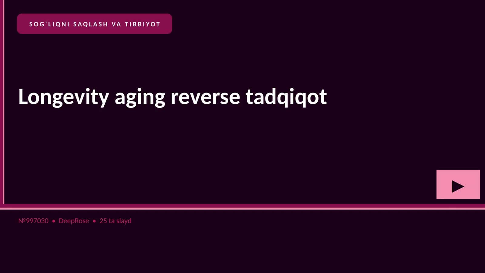 Longevity aging reverse tadqiqot 1