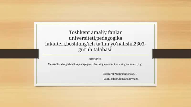 Boshlang'ich ta'lim pedagogikasi 1