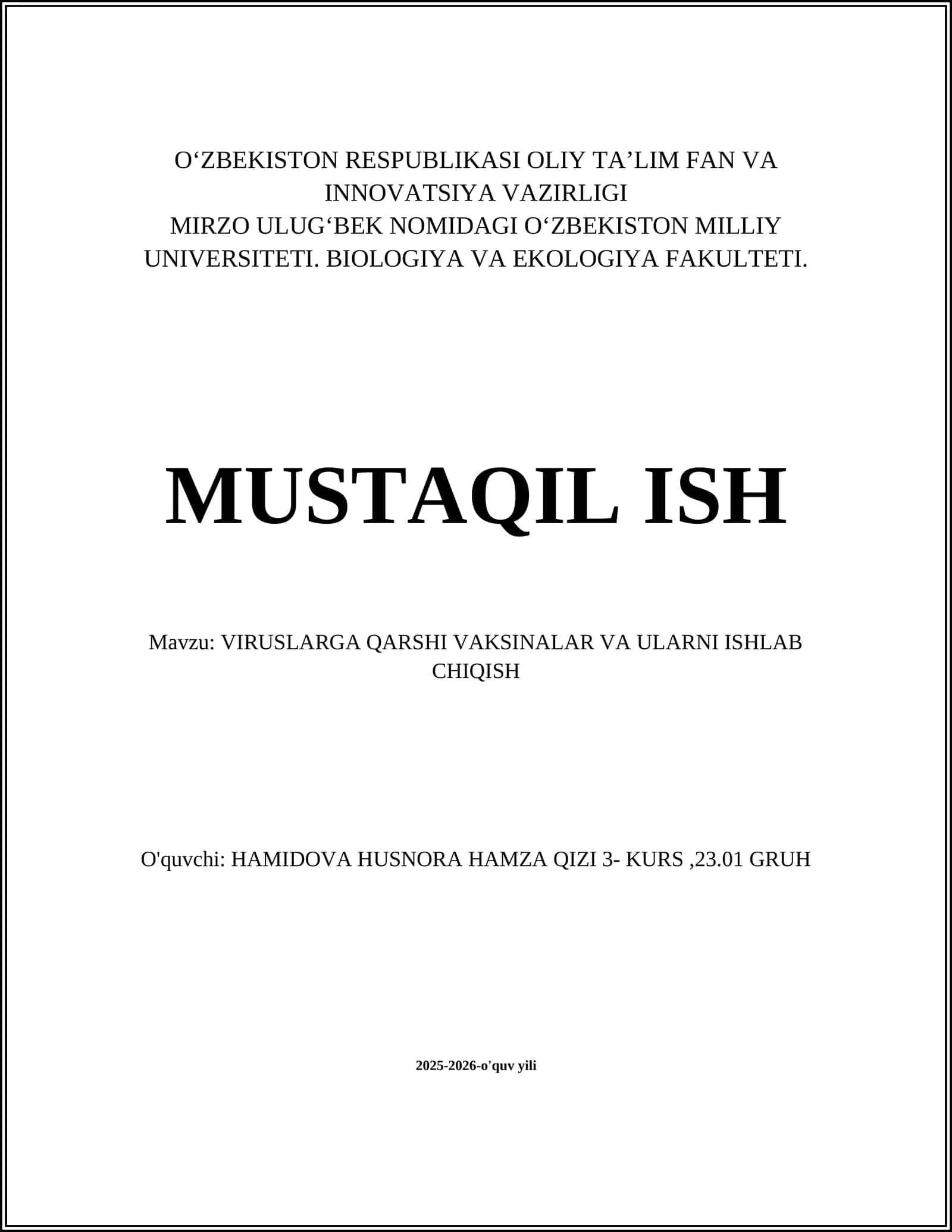 VIRUSLARGA QARSHI VAKSINALAR VA ULARNI ISHLAB CHIQISH 1