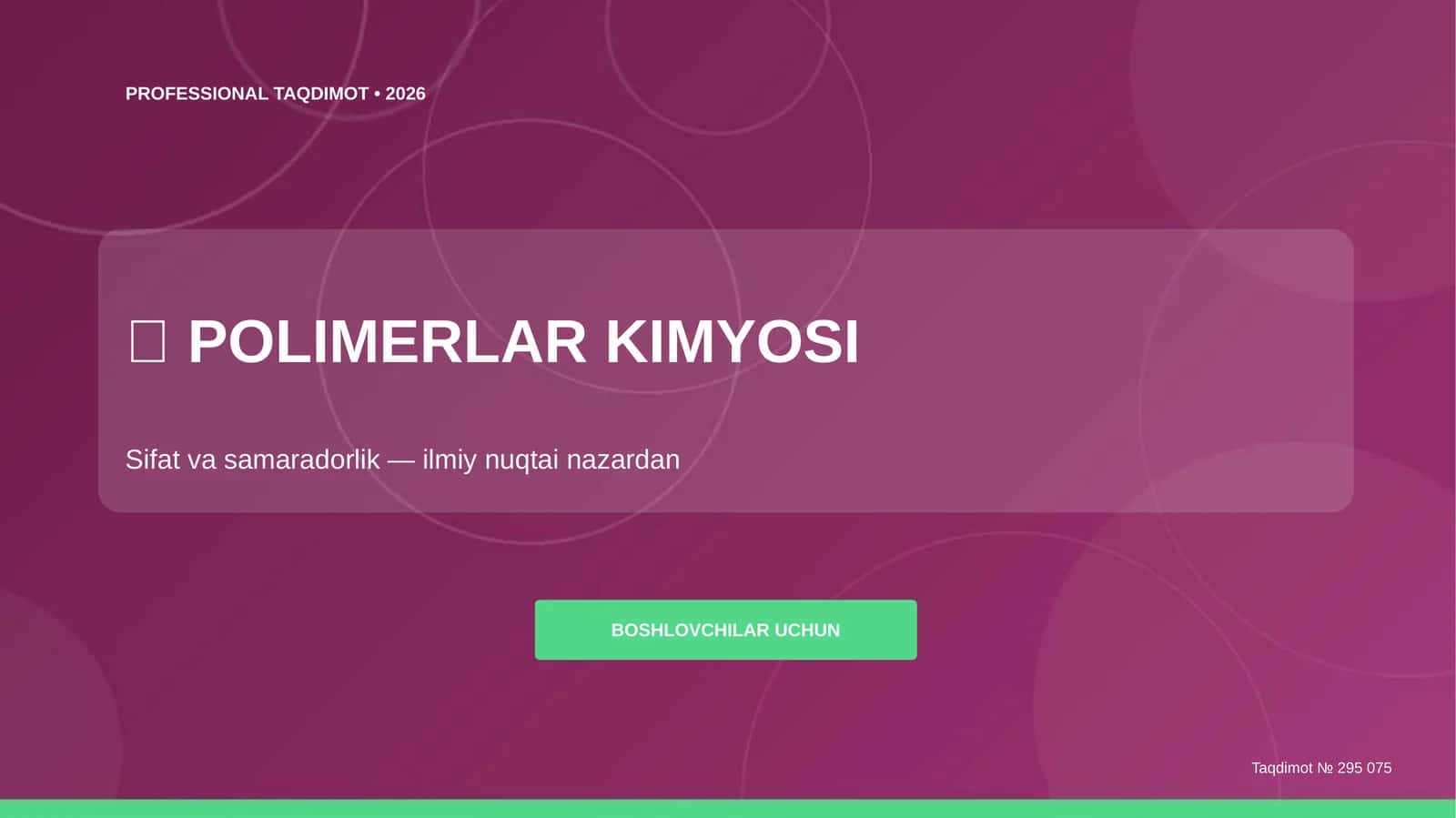 POLIMERLAR KIMYOSI 1
