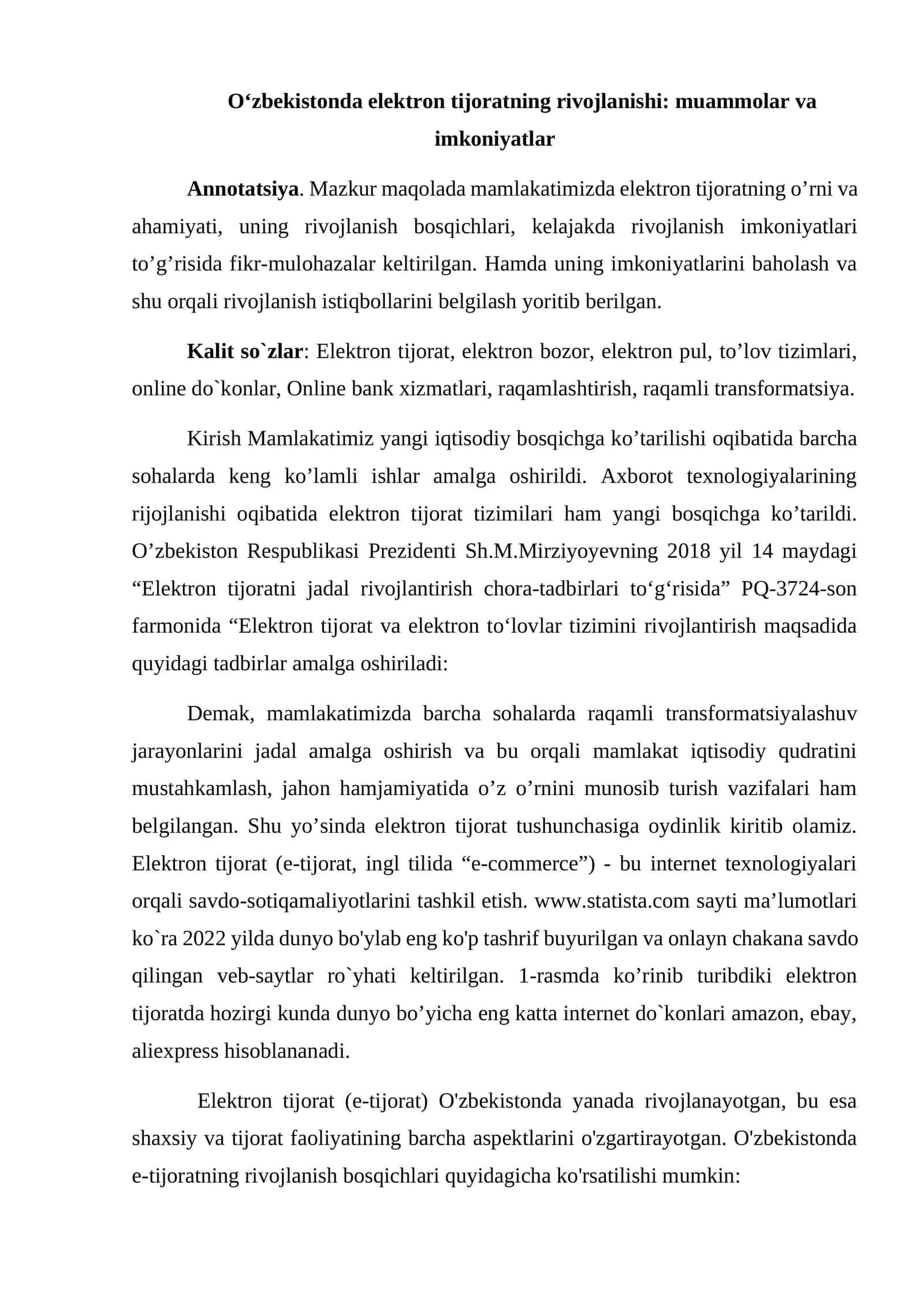 Elektron tijoratning rivojlanishi 1