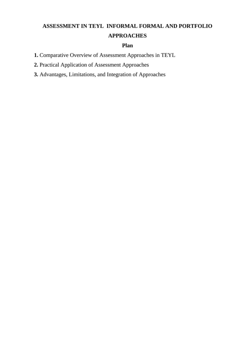 Assessment Approaches in TEYL 1