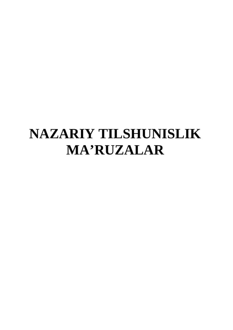 NAZARIY TILSHUNISLIK MA’RUZALAR 1