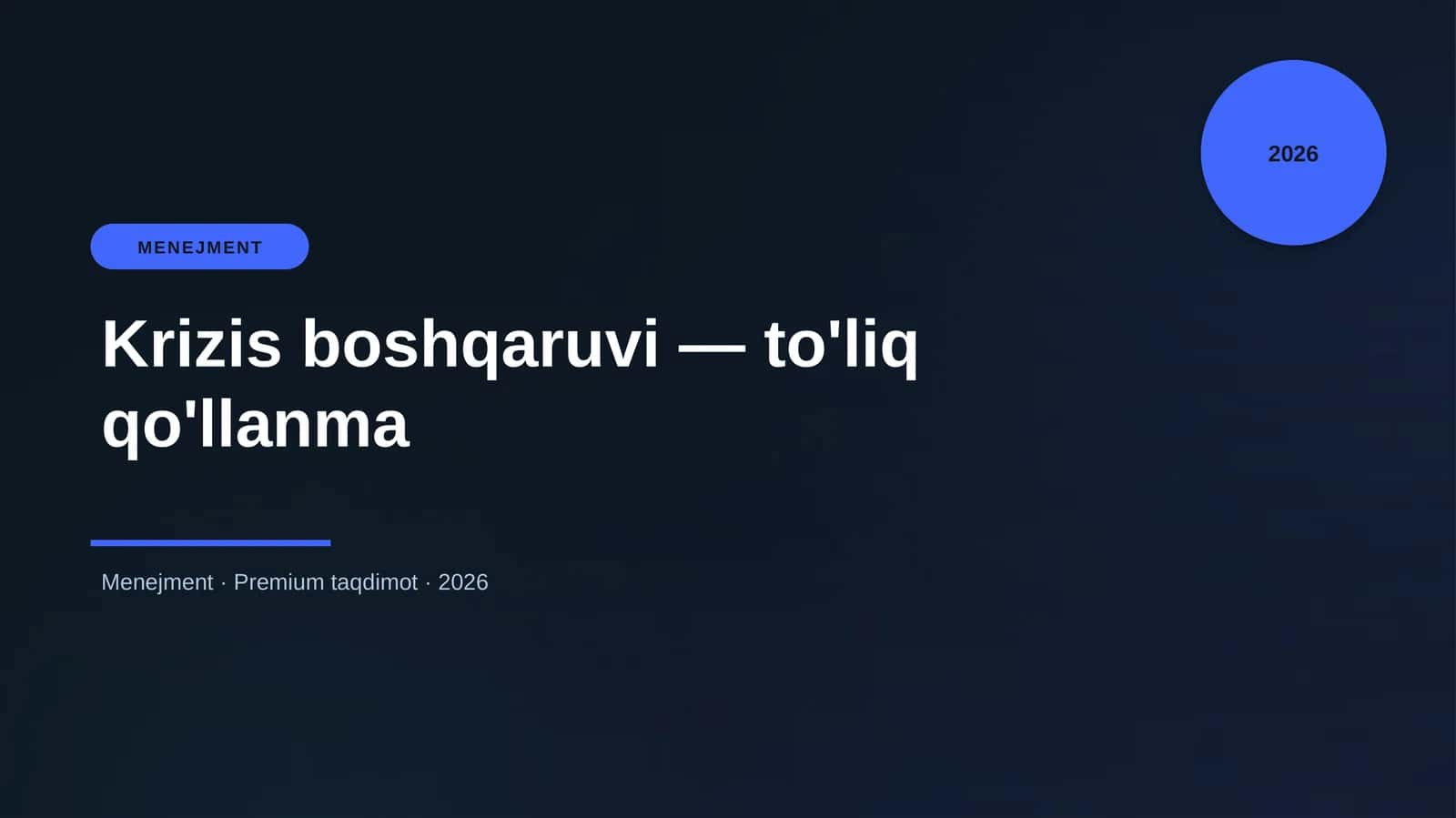 Krizis boshqaruvi — to'liq qo'llanma 1