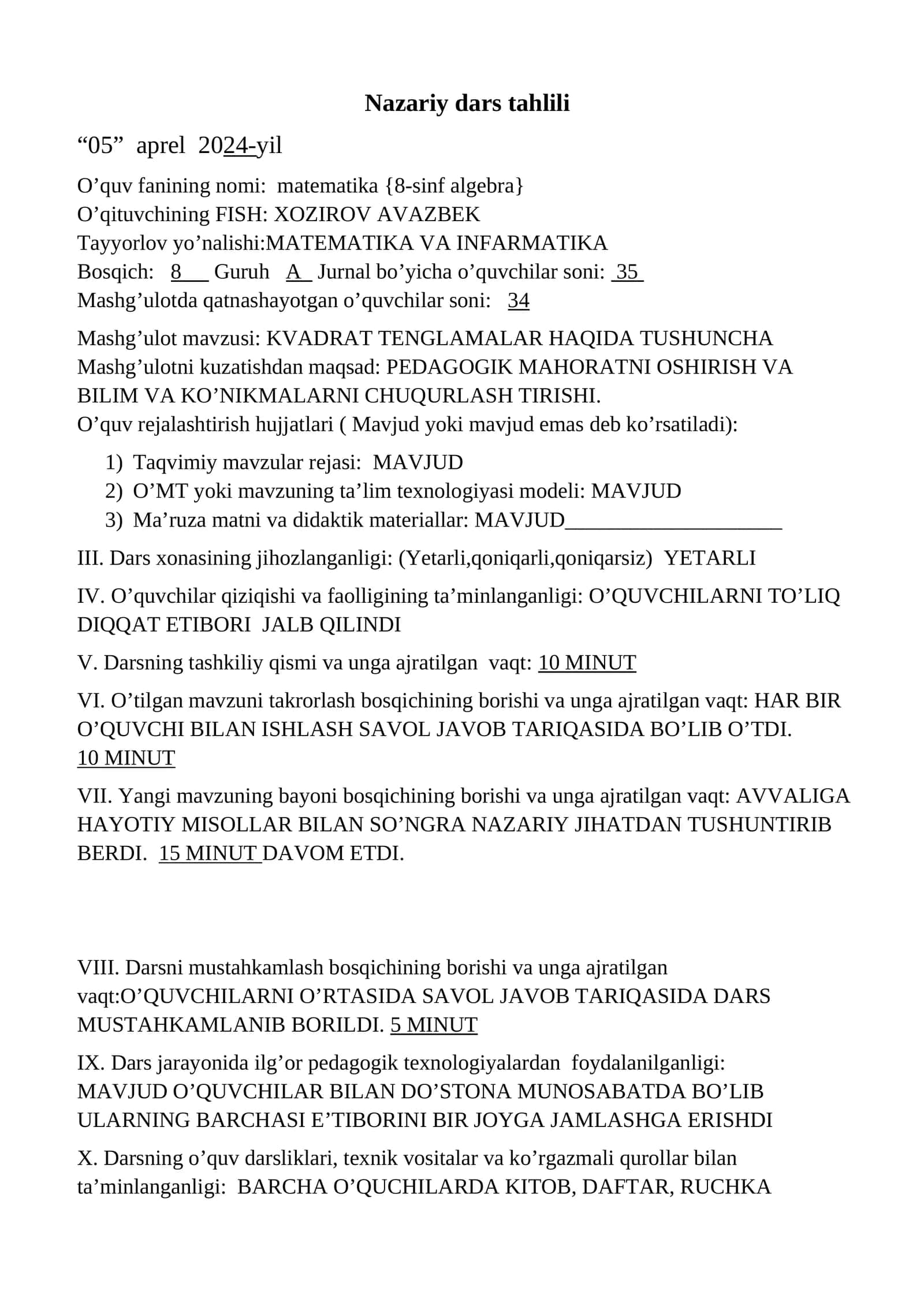 KVADRAT TENGLAMALAR HAQIDA TUSHUNCHA 1