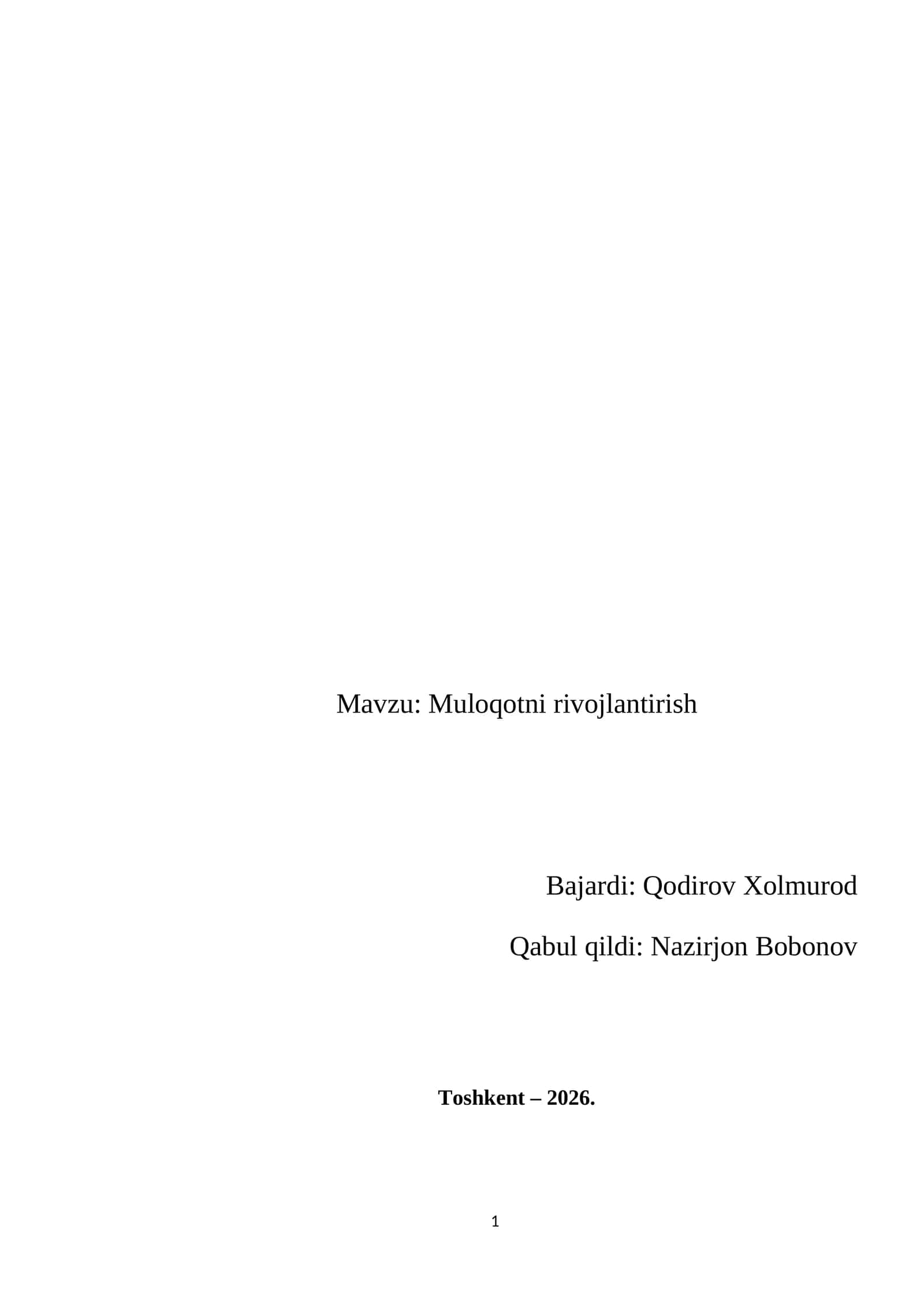 Muloqotni rivojlantirish 1