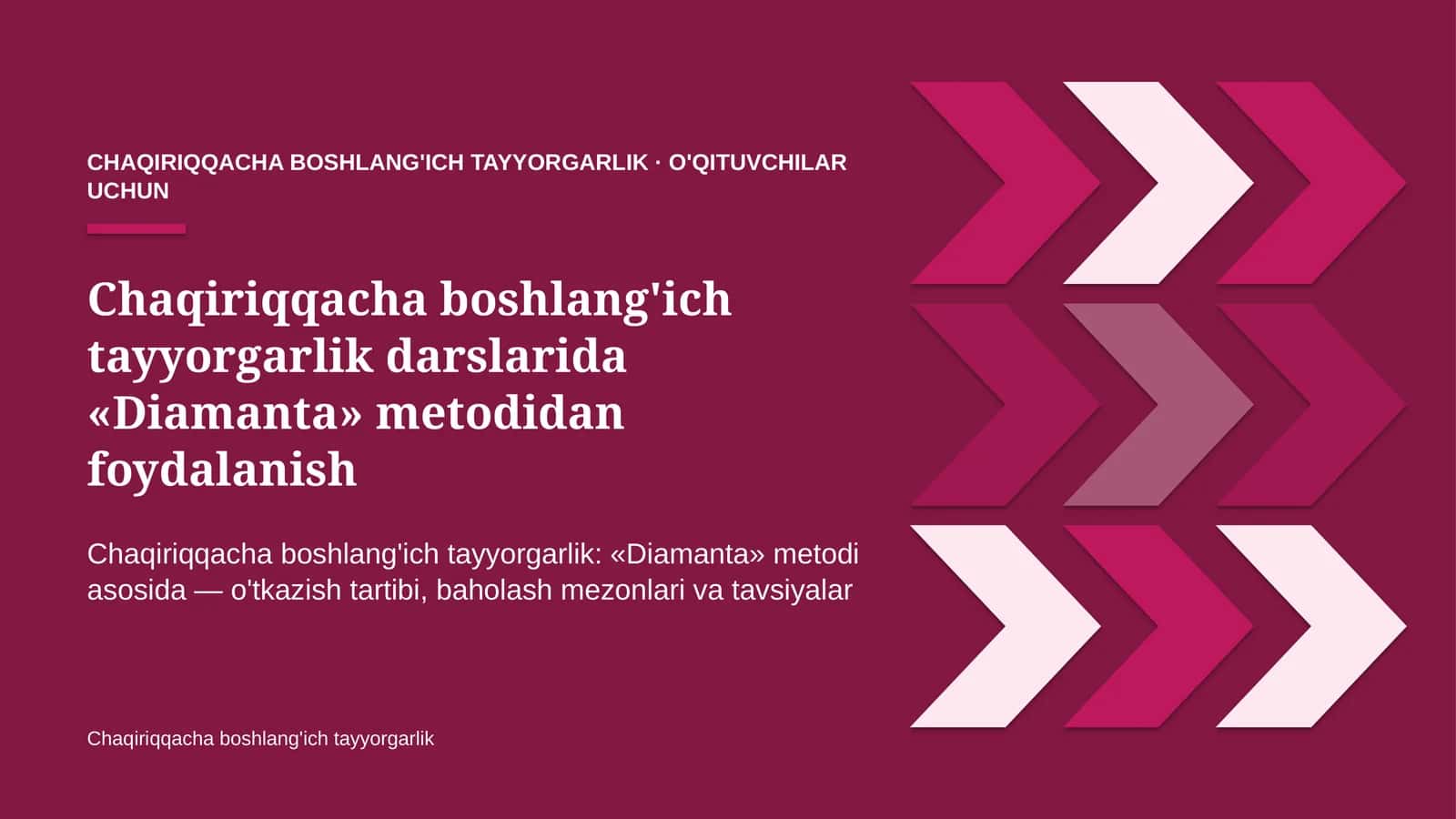 chaqiriqqacha boshlang'ich tayyorgarlik darslarida diamanta metodidan foydalanish 8812 1