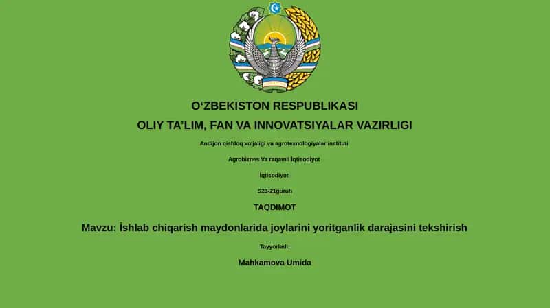 İshlab chiqarish maydonlarida joylarini yoritganlik darajasini tekshirish 1