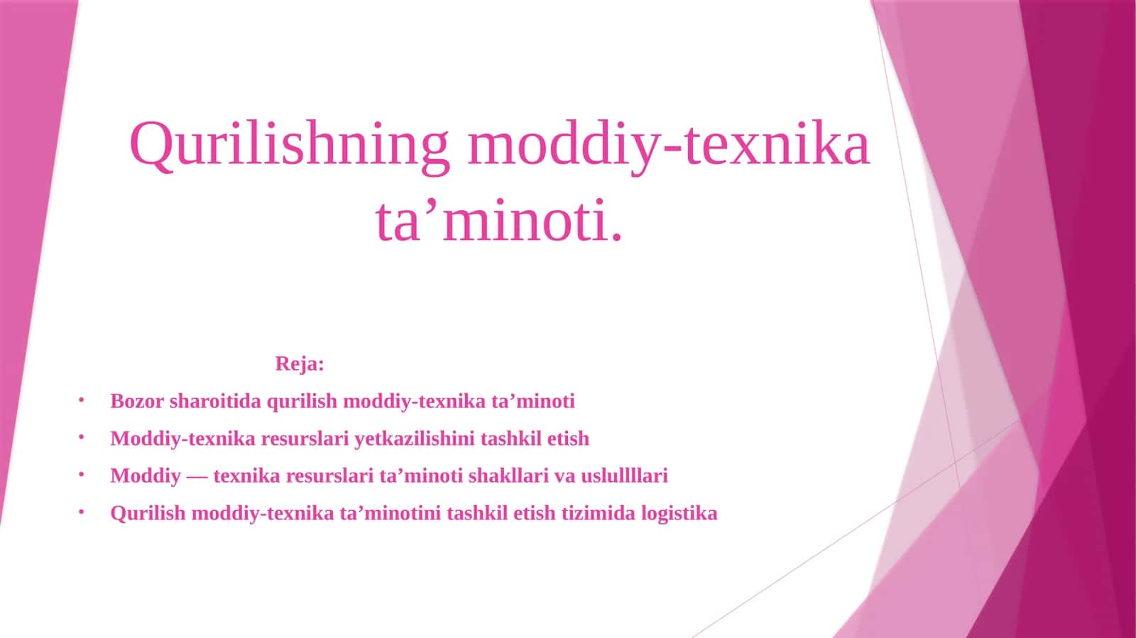 Qurilishning moddiy-texnikatasi 1