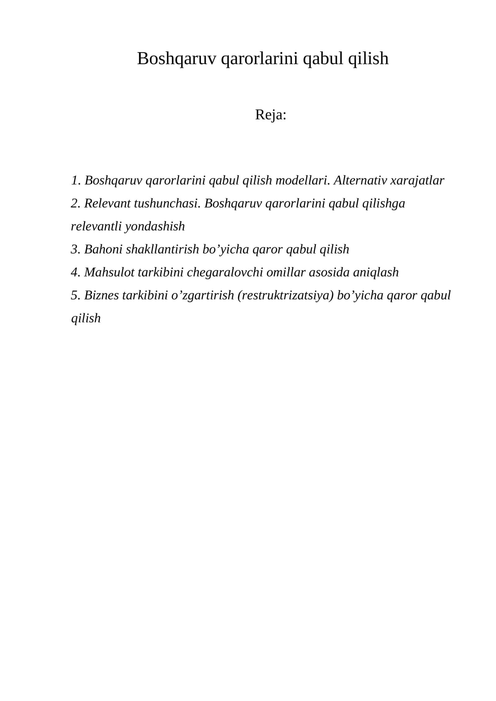 Boshqaruv qarorlarini qabul qilish 1