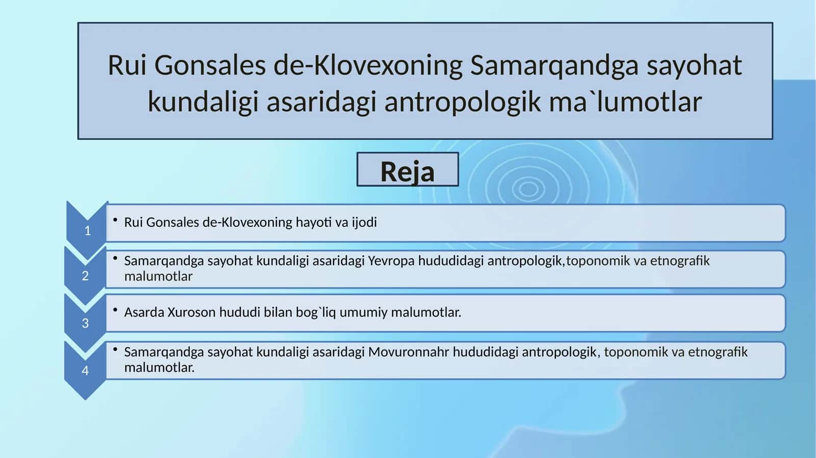 Rui Gonsales de-Klovexoning Samarqandga sayohat kundaligi asaridagi antropologik ma`lumotlar 1